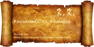 Kecskeméti Klaudia névjegykártya