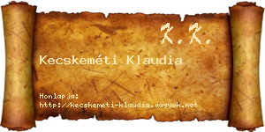 Kecskeméti Klaudia névjegykártya